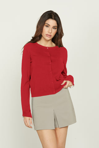 ATALANTA long sleeve cardigan with opening and rhinestone application