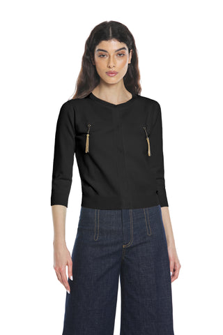 BIOTITE 3/4 sleeve cardigan with flaps and pendants