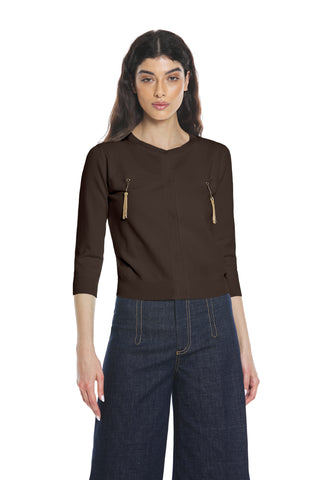 BIOTITE 3/4 sleeve cardigan with flaps and pendants