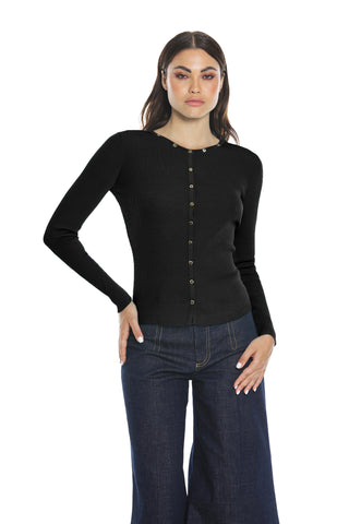 BLENDA long-sleeved cardigan with buttons on ribbed edges
