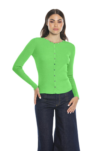 BLENDA long-sleeved cardigan with buttons on ribbed edges
