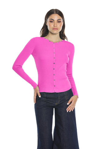 BLENDA long-sleeved cardigan with buttons on ribbed edges