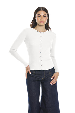 BLENDA long-sleeved cardigan with buttons on ribbed edges
