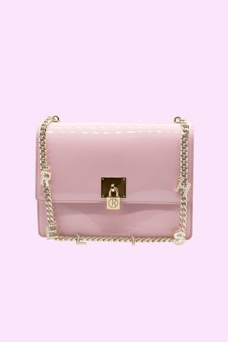 borsa MIRROR_BIG con tracolla catena più ciondoli logo più catenaccio vernice