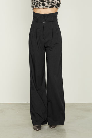 CAUS high-waisted palazzo trousers with peplum, belt and darts