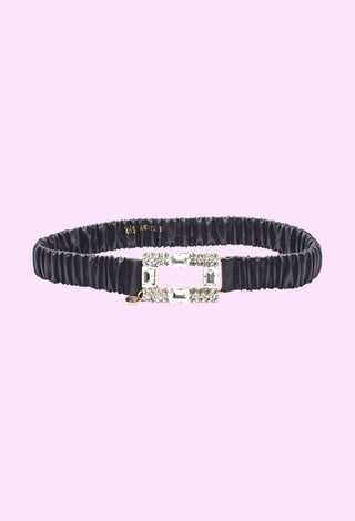 ROWAN belt with curls and buckle with laminated eco-leather cabochon