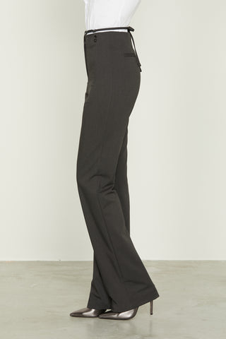 FREA high-waisted flared trousers with belt and welt pockets