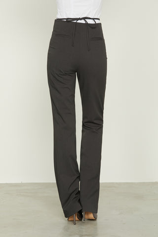 FREA high-waisted flared trousers with belt and welt pockets