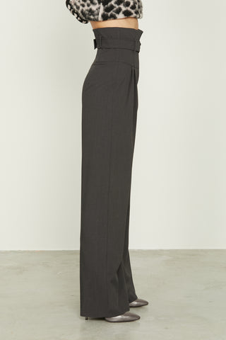 CAUS high-waisted palazzo trousers with peplum, belt and darts