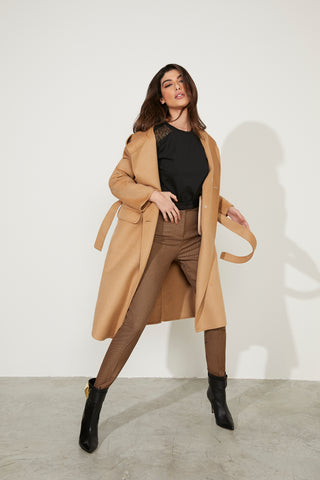 Cappotto CONAN lungo manica lunga doppio petto con tasche più patte più cappuccio sfoderato