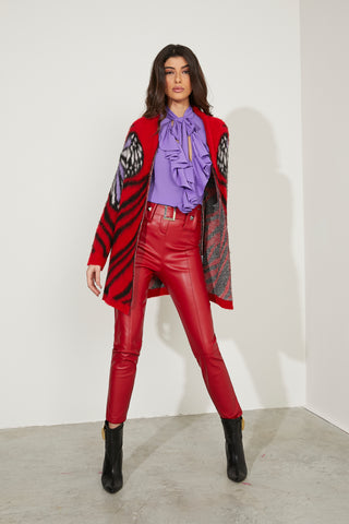 STREGA long-sleeved multicolor animalier jacquard cardigan