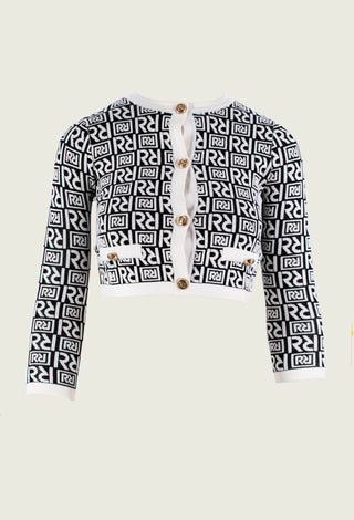 REA long sleeve cardigan with jacquard logo buttons