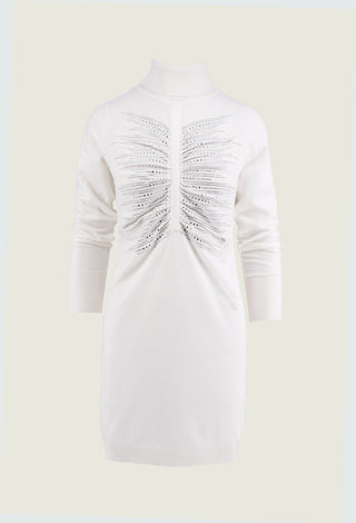 Abito EURIDICE corto manica lunga collo alto con arricci più strass