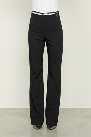 FREA high-waisted flared trousers with belt and welt pockets