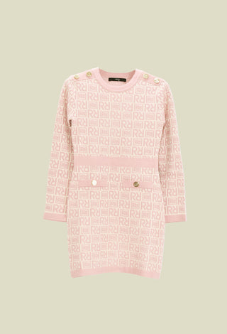 GLORIA short long-sleeved dress with jacquard logo buttons