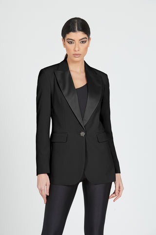 Giacca KUNGUR manica lunga con revers raso 1bottone gioiello più tasca patta