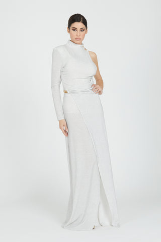 Abito TAGH colletto più bottoni apert.fianco glitter puntinato lurex