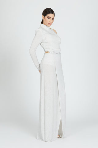 Abito TAGH colletto più bottoni apert.fianco glitter puntinato lurex