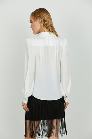 Camicia SEYSHELLES manica lunga con inserti di raso applicazioni strass