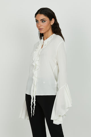 Camicia FALESIA manica lunga volant con rouches