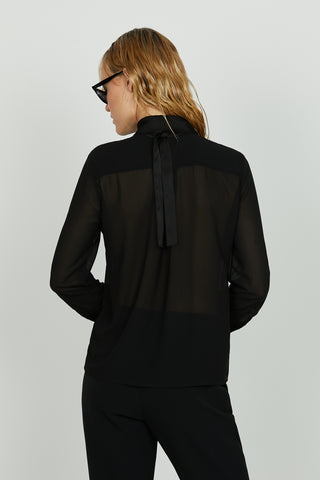 Camicia VULEC manica lunga polsini più collo raso più collana strass con fusciacca