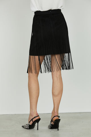 Gonna PALAWAN corta con frange più applicazioni strass vita