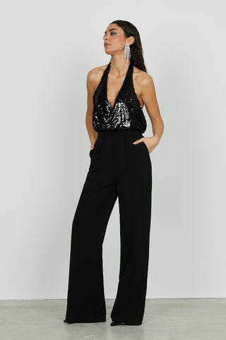 Tuta PENIA vita alta top corpetto staccabile incrocio paillettes