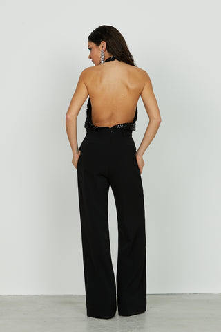 Tuta PENIA vita alta top corpetto staccabile incrocio paillettes