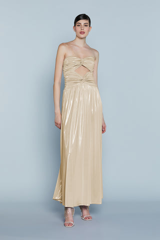 Abito LOOP Lungo Fascia Cut-Out più Nodo Spalmato Lurex