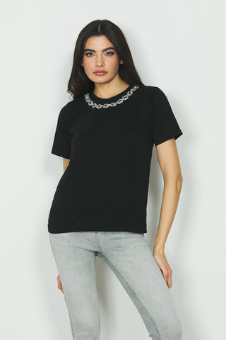 T-shirt DESIRE m/m con ricamo collana più strass