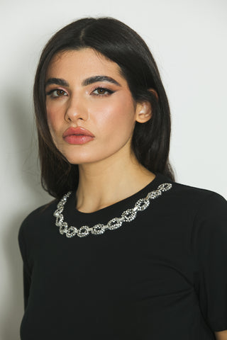 T-shirt DESIRE m/m con ricamo collana più strass