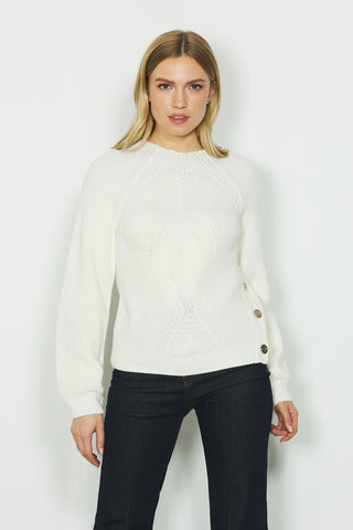 Maglia ARMIDA manica lunga senza collo con spacco più bottoni fianco