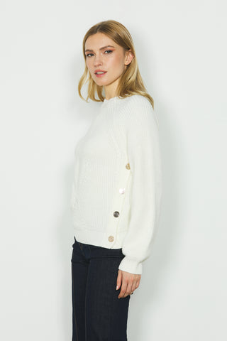 Maglia ARMIDA manica lunga senza collo con spacco più bottoni fianco