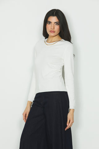 Maglia CLAUDIA manica lunga con collana più logo