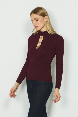 Maglia ANGIOLINA manica lunga collo vulcano più goccia seno con dettaglio logo