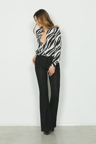 Jeans SCHIFFER_30 vita media 5ts full strass flaire fit denim black