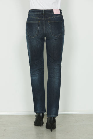 Jeans CINDY_23 vita media 5 ts con pass.logo strass cigarette fit in blue denim