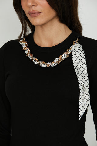 Maglia ISOTTA manica lunga girocollo con catena più foulard