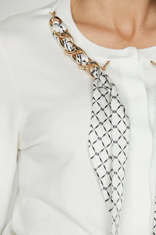 Cardigan BICE manica lunga con snap più catena con foulard