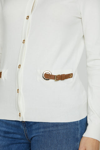 Cardigan NOVANTO manica lunga con bottoni più cinturini ecopelle