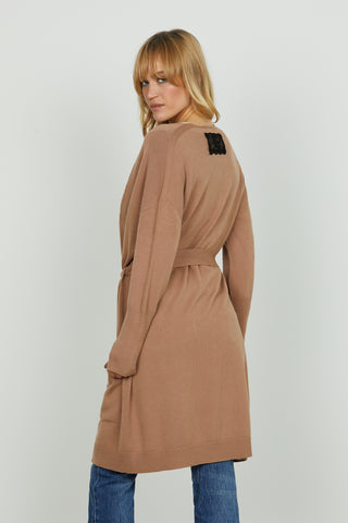 Cardigan MARNOS lungo manica lunga con tasche più cintura