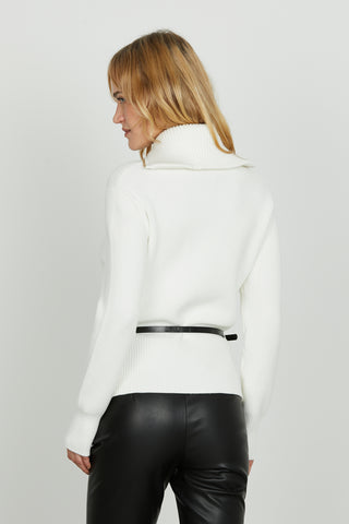 Cardigan MILIONER manica lunga collo alto con zip più cintura con fibbia alamaro