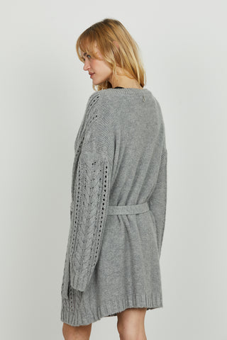 Cardigan ANDRO manica lunga con cintura più lavorazione trecce più applicazione pietre