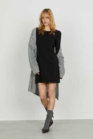 Cardigan ANDRO manica lunga con cintura più lavorazione trecce più applicazione pietre