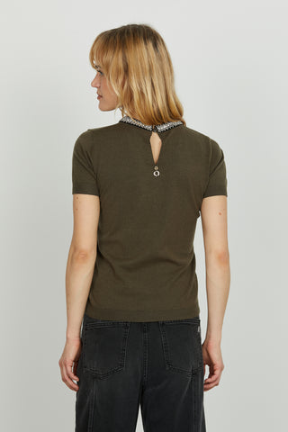 Maglia ACTERIA mezza manica con goccia più applicazione perline più strass