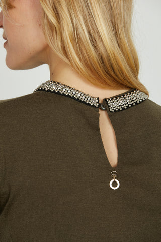 Maglia ACTERIA mezza manica con goccia più applicazione perline più strass