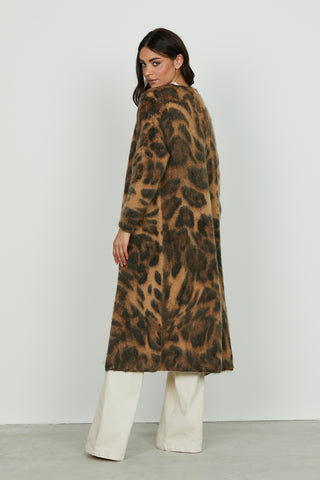 Cardigan LEAIS manica lunga lungo fantasia animalier