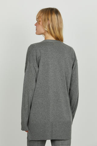 Cardigan SALAMINA manica lunga scollo v con bottoni più tasca più spacchi fondo asimmetrico