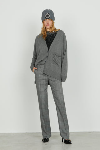 Cardigan SALAMINA manica lunga scollo v con bottoni più tasca più spacchi fondo asimmetrico