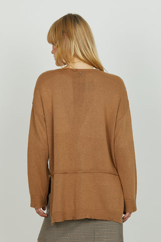 Cardigan MILOS lungo manica lunga con tasche più strass più rotture